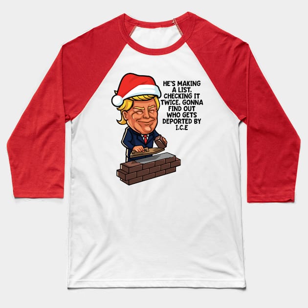 Donald Trump Santa Claus Funny Christmas Baseball T-Shirt by teevisionshop